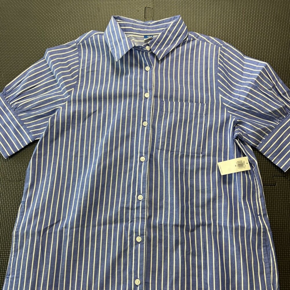 Womens Striped Button-Down Shirt Dress Blue & White XS Old Navy - Picture 2 of 5